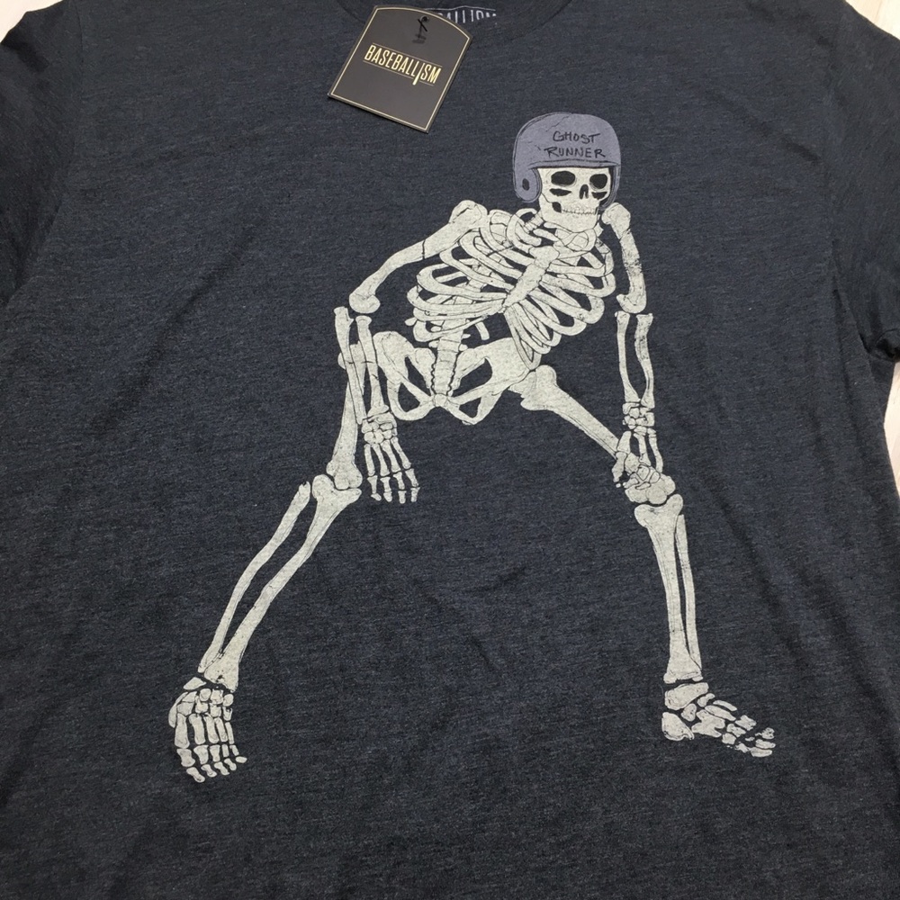 Baseballism ghost runner skeleton t-shirt Gray L